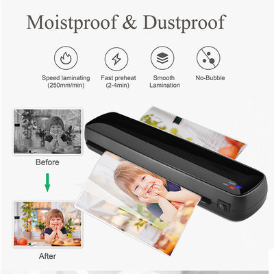 สีดํา A3 เครื่อง laminator 110V-220V โวลเตชั่นและ 236mm ความกว้าง lamination